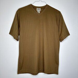 Linea Uomo Vintage Made in Italy Men’s V-Neck Shirt‎ Brown Large 100% Nylon